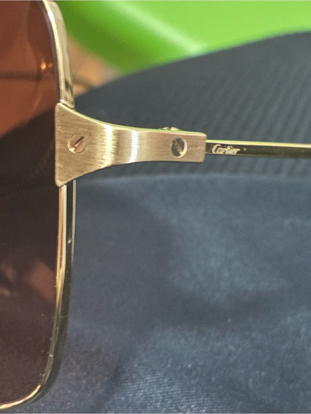 AUTHENTIC Cartier  unisex  Gold Frame Brown Lens Pilot Sunglasses love - Picture 9 of 17